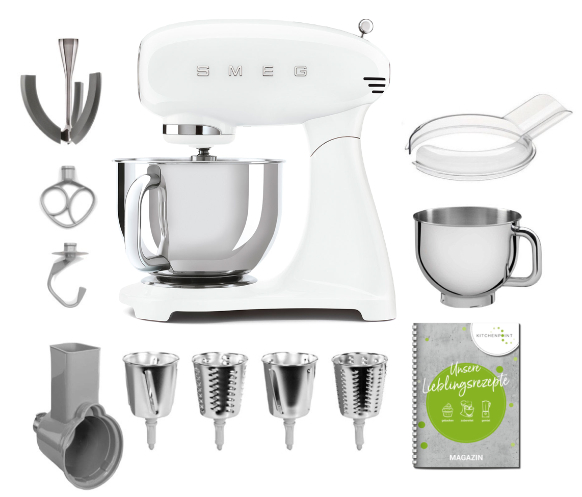 SMEG Küchenmaschine SMF03 Vollfarbe - Gemüse Mega Set Weiß