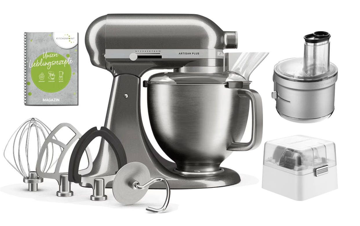 KitchenAid Küchenmaschine Artisan Plus 4,7L MEDAILLON SILBER - Foodprocessor Set
