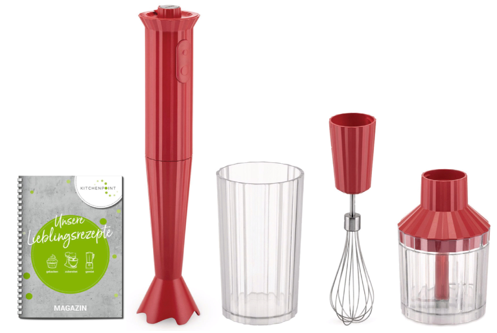 Alessi Plissé Stabmixer Set Rot