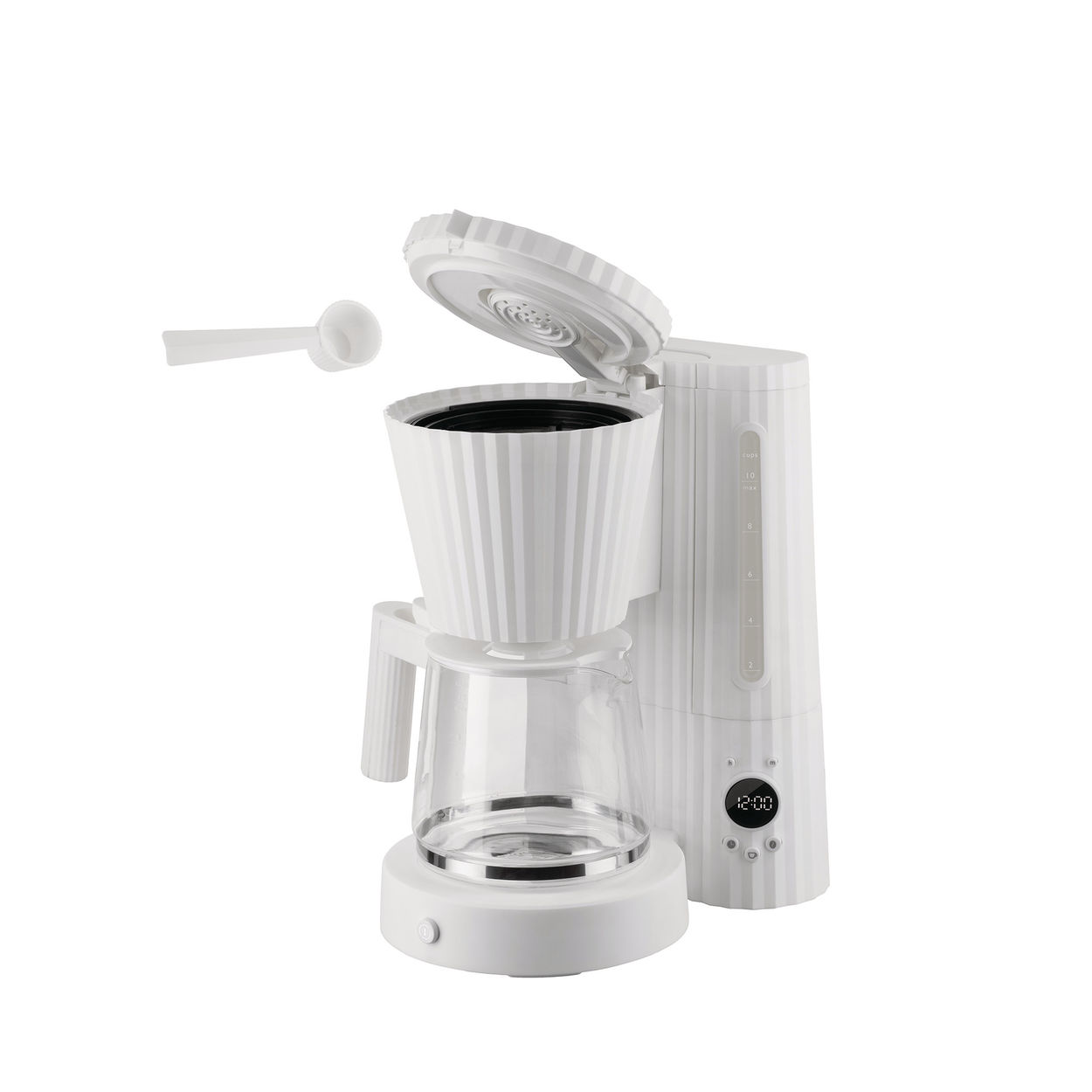 Alessi Plisse Kaffeemaschine - Milchaufschäumer Set Grau
