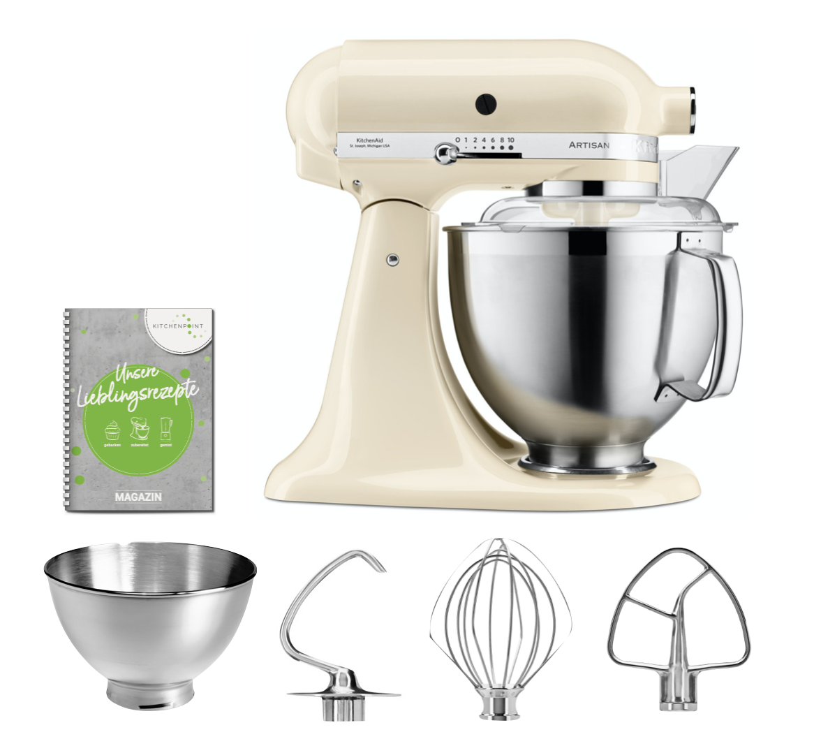 KitchenAid BLACK SALE Set - Creme Küchenmaschine 5KSM185