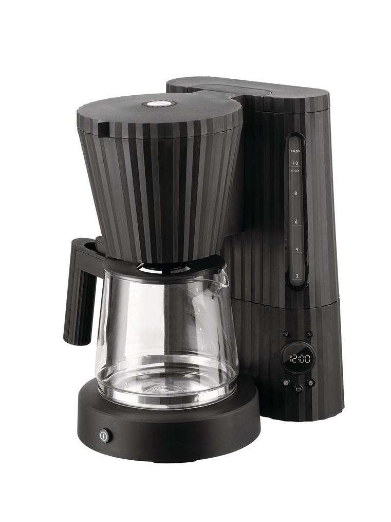 Alessi Plisse Kaffeemaschine - Milchaufschäumer Set Schwarz