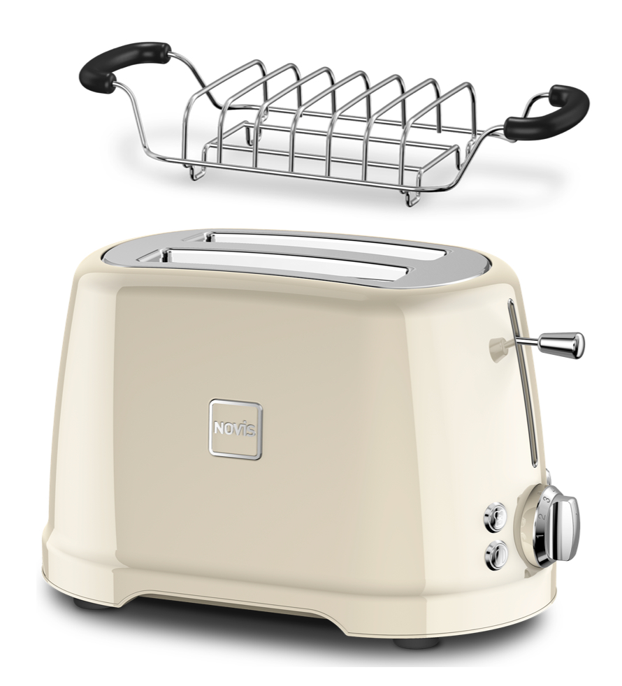 Novis Toaster T2 mit Brötchenaufsatz Creme