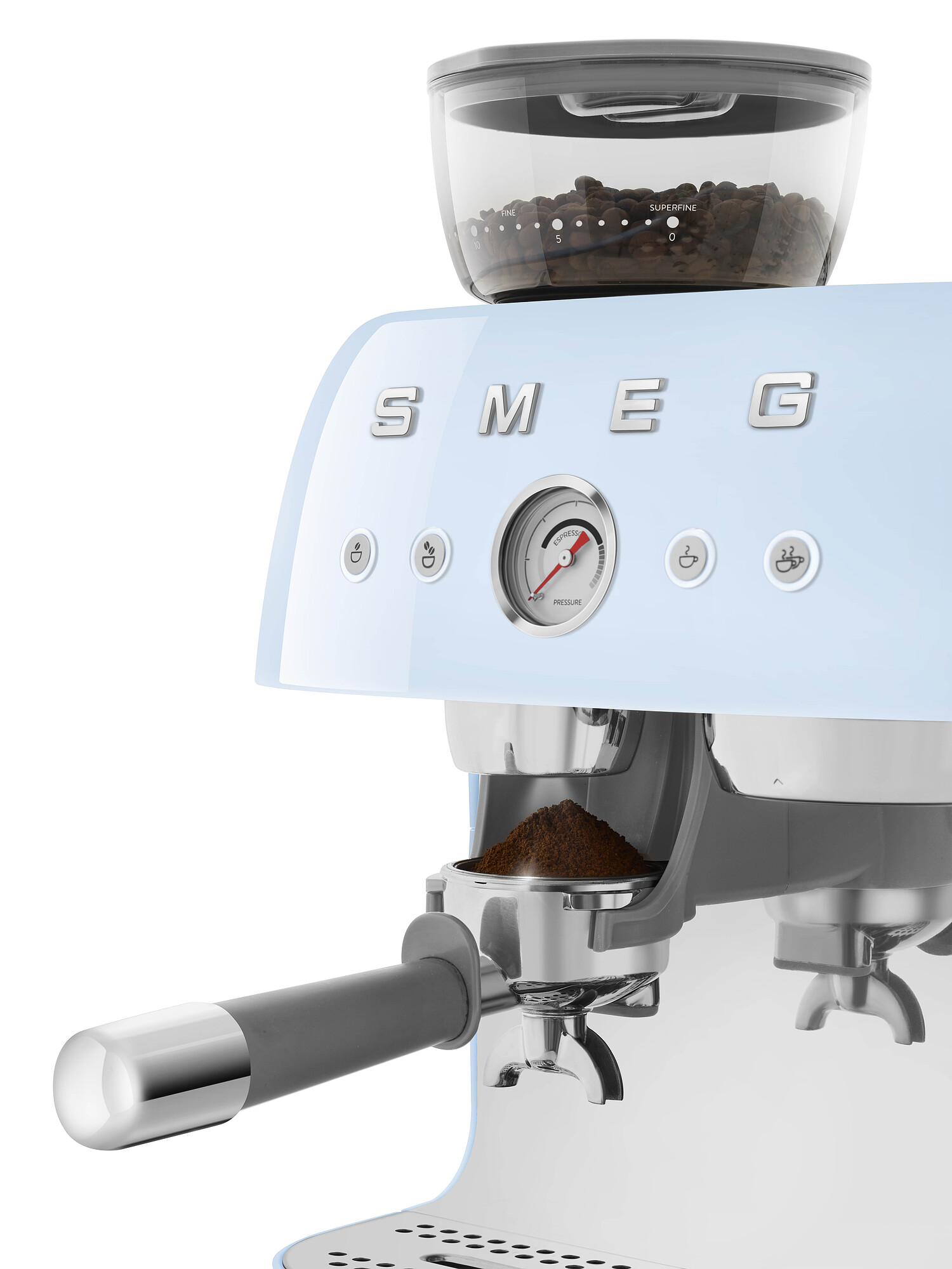 SMEG Espressomaschine mit integrierter Kaffeemühle Pastellblau SMEG Espressomaschine mit integrierter Kaffeemühle Pastellblau