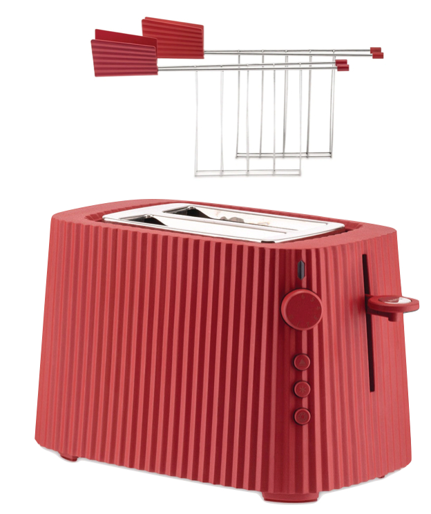 Alessi Plissé Toaster mit Zange - Set Rot Alessi Plissé Toaster mit Zange - Set Rot