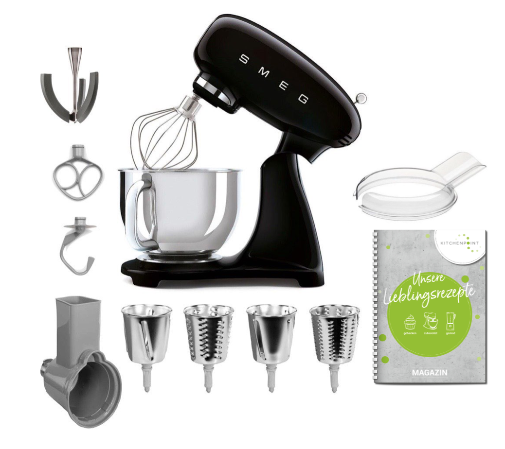 SMEG Küchenmaschine SMF03 Vollfarbe - Gemüse Set Schwarz