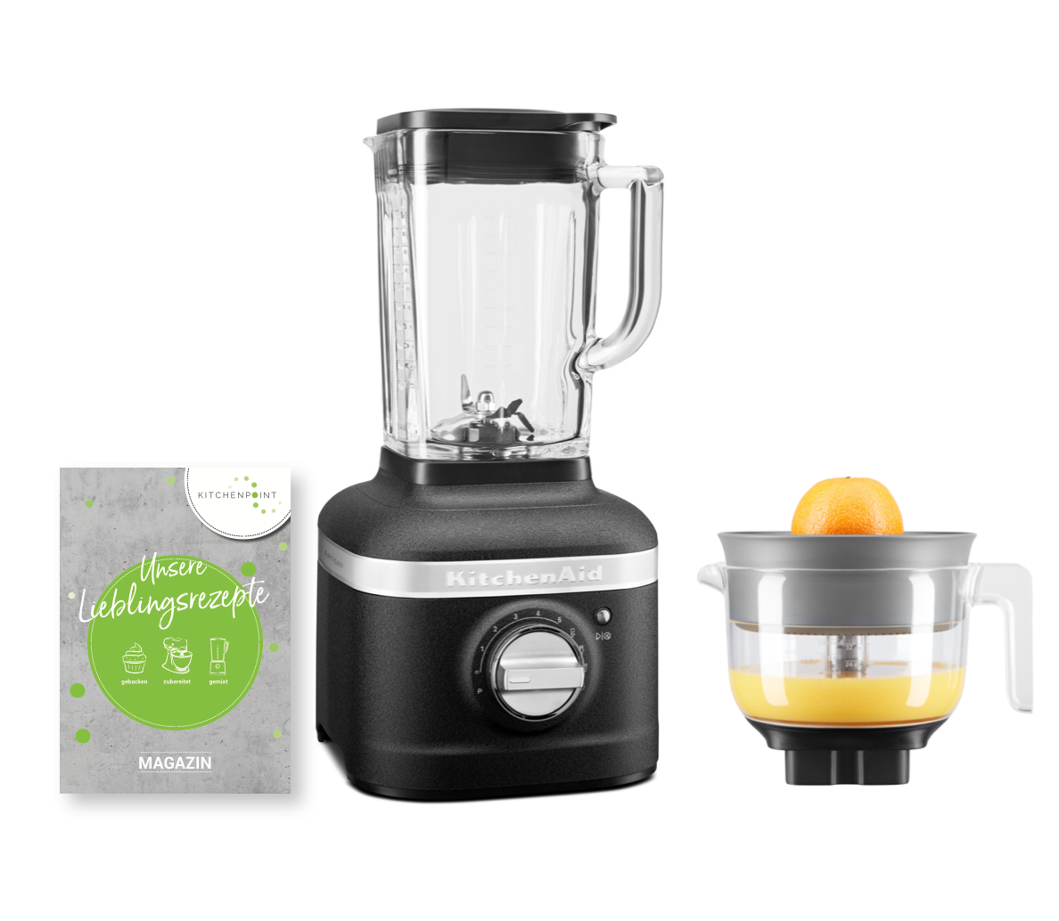 KitchenAid Blender K400 Zitruspressen Set Imperial Gusseisen Schwarz