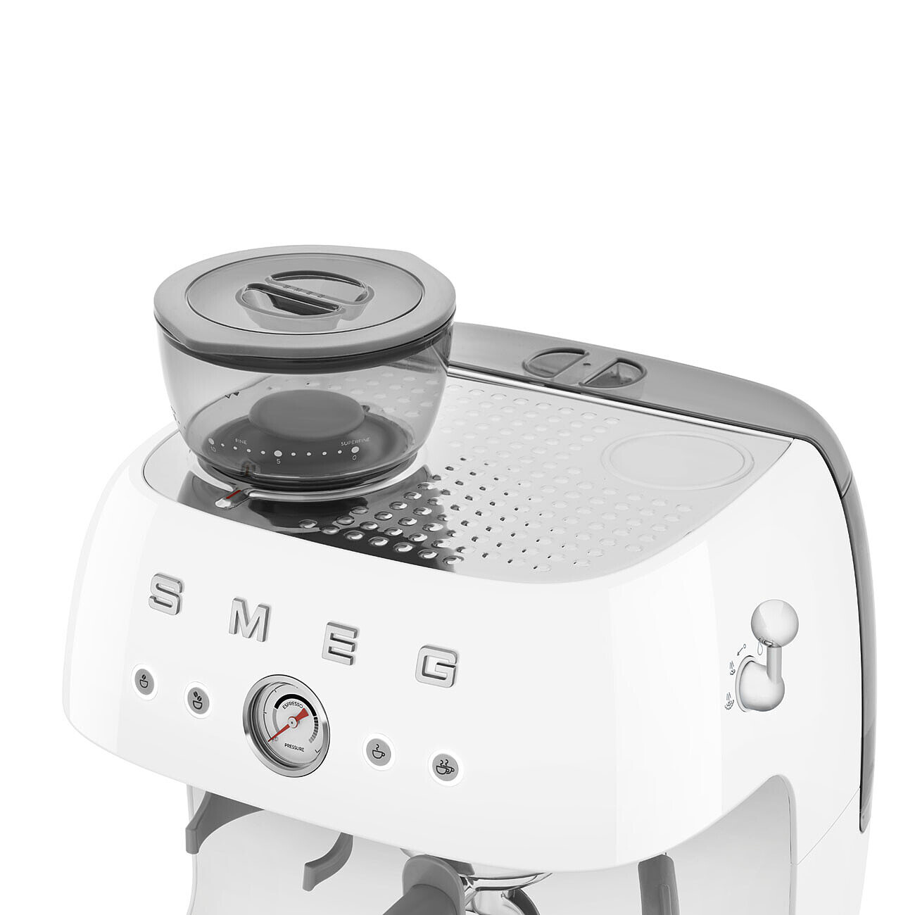 SMEG Espressomaschine mit integrierter Kaffeemühle Weiss SMEG Espressomaschine mit integrierter Kaffeemühle Weiss