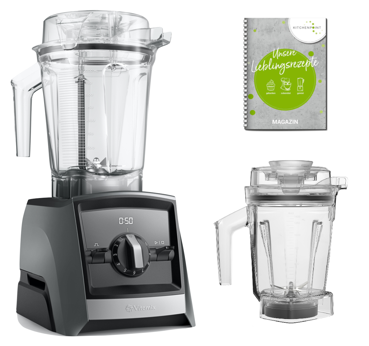 Vitamix Ascent A2300i Schiefer - Set mit 1,4l Nass Behälter Vitamix Ascent A2300i Schiefer - Set mit 1,4l Nass Behälter