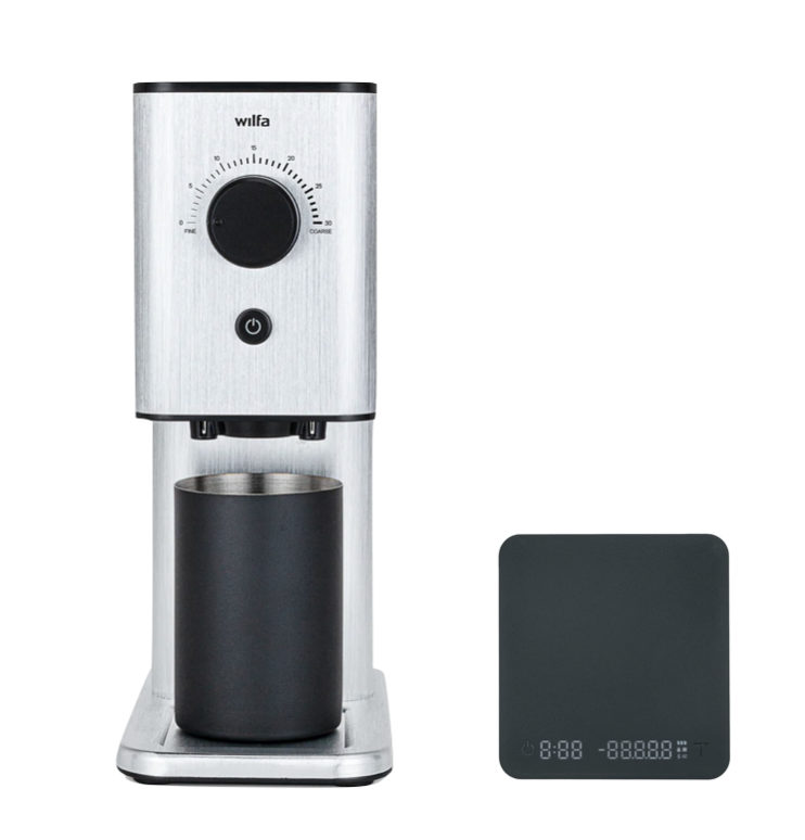 Wilfa Zense Alux Kaffeemühle, CG3AB-125, Aluminium inkl. Uni Mini Waage 