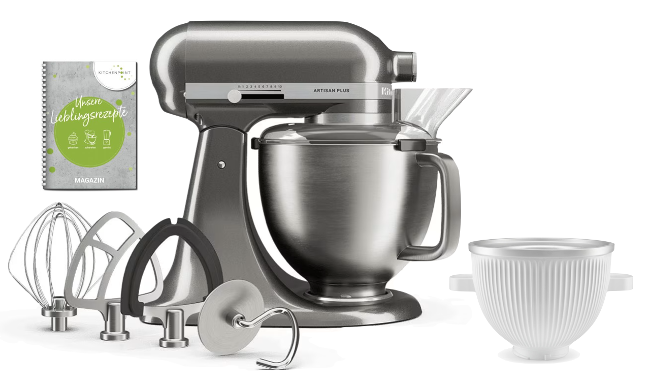 KitchenAid Küchenmaschine Artisan Plus 4,7L MEDAILLON SILBER - Eis Set