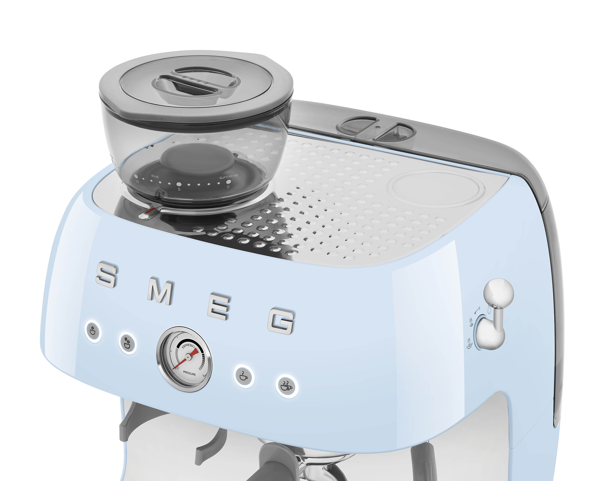 SMEG Espressomaschine mit integrierter Kaffeemühle Pastellblau SMEG Espressomaschine mit integrierter Kaffeemühle Pastellblau