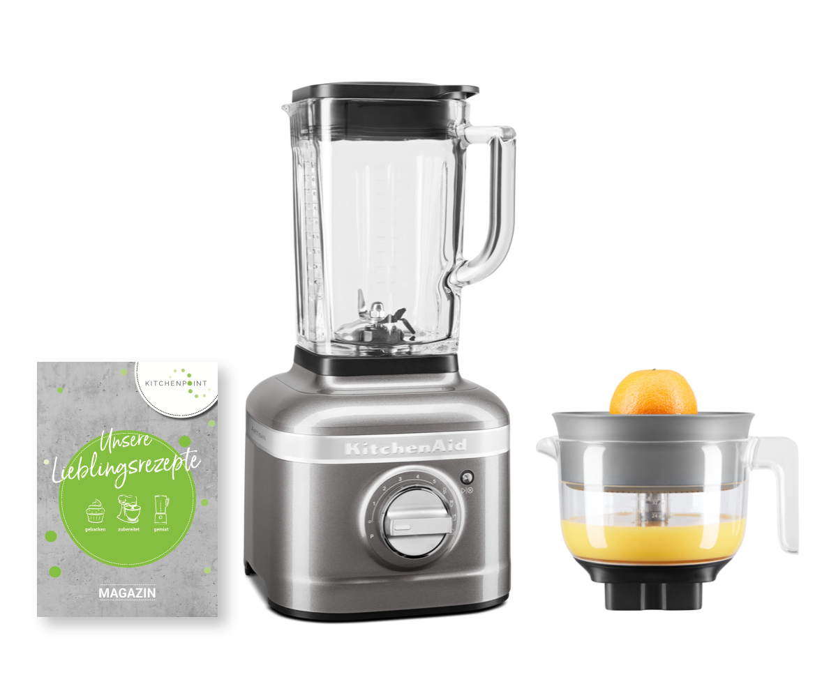 KitchenAid Blender K400 Zitruspressen Set Medallion Silber