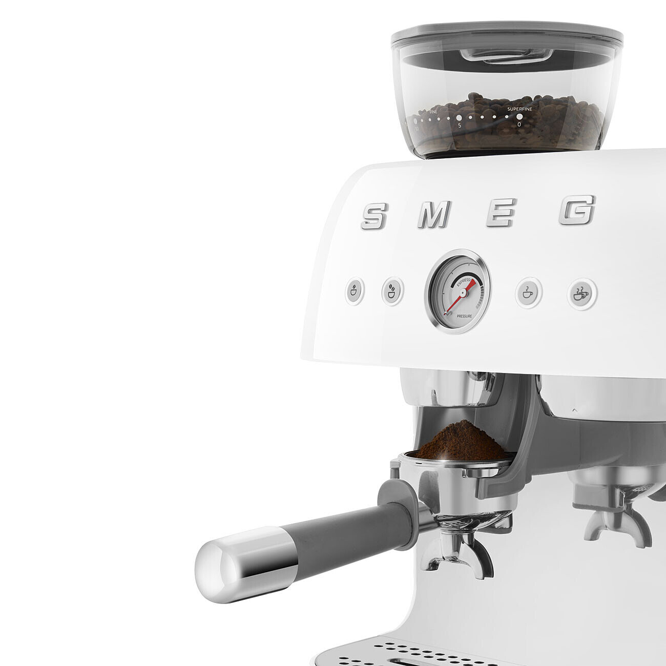 SMEG Espressomaschine mit integrierter Kaffeemühle Weiss SMEG Espressomaschine mit integrierter Kaffeemühle Weiss