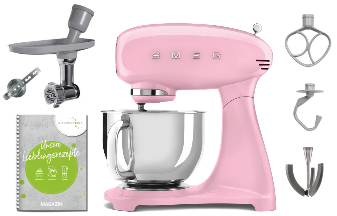 SMEG Küchenmaschine SMF03 Vollfarbe Cadillac Pink - Back Set 