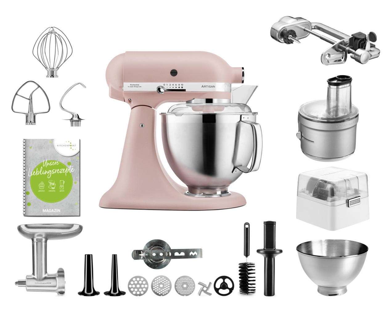 KitchenAid Küchenmaschine 185 Gourmet Set Feather Pink
