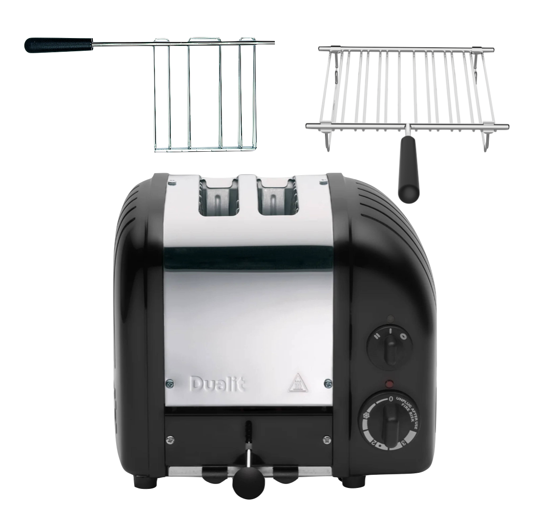 Dualit Classic Toaster 2 Scheiben Matt Schwarz - Komplett Set