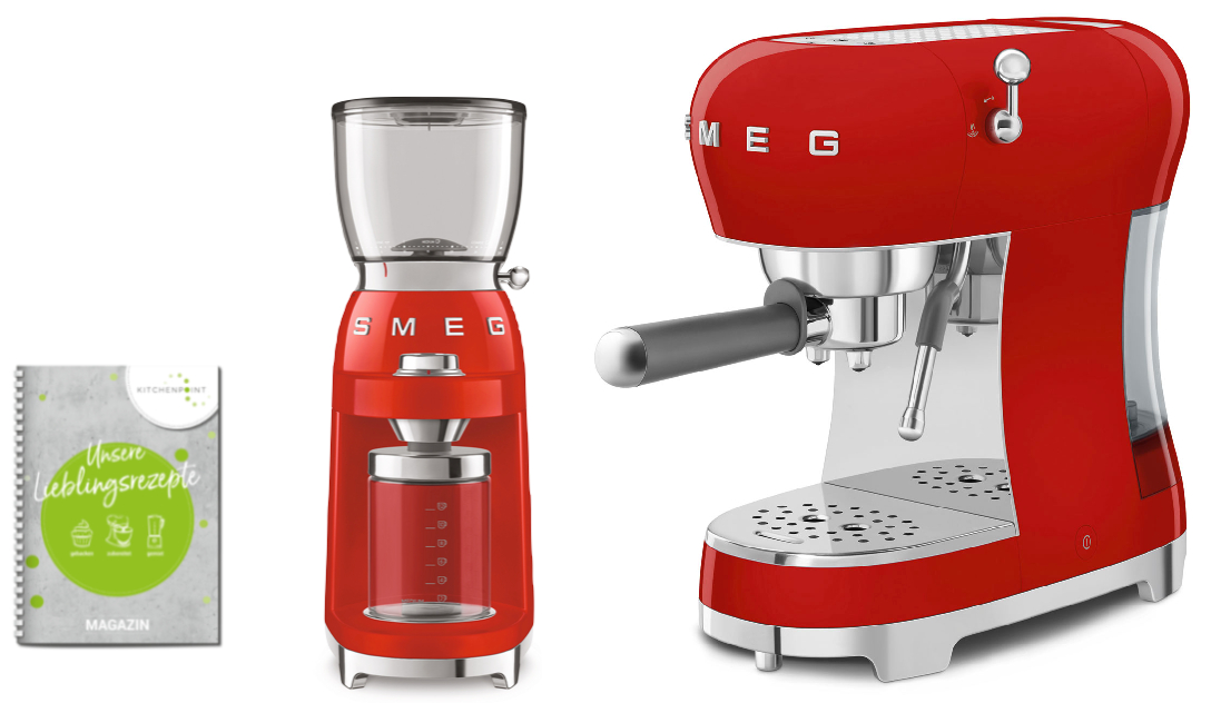 SMEG Espressomaschine Set rot SMEG Espressomaschine Set rot