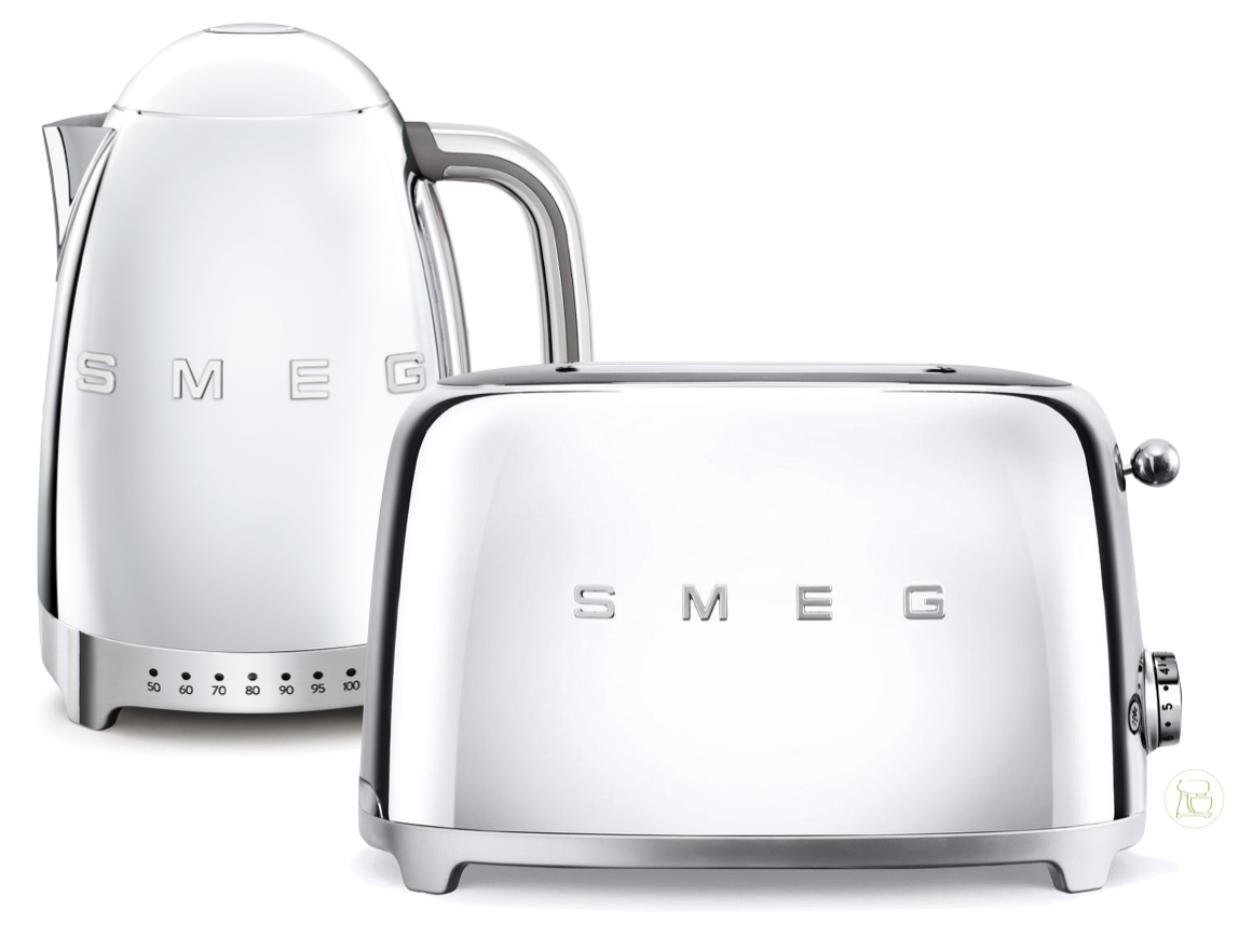 SMEG Wasserkocher mit Temperaturregelung - Toaster Set Chrom