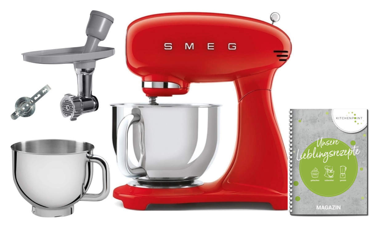 SMEG Küchenmaschine SMF03 Vollfarbe - Back Mega Set Rot