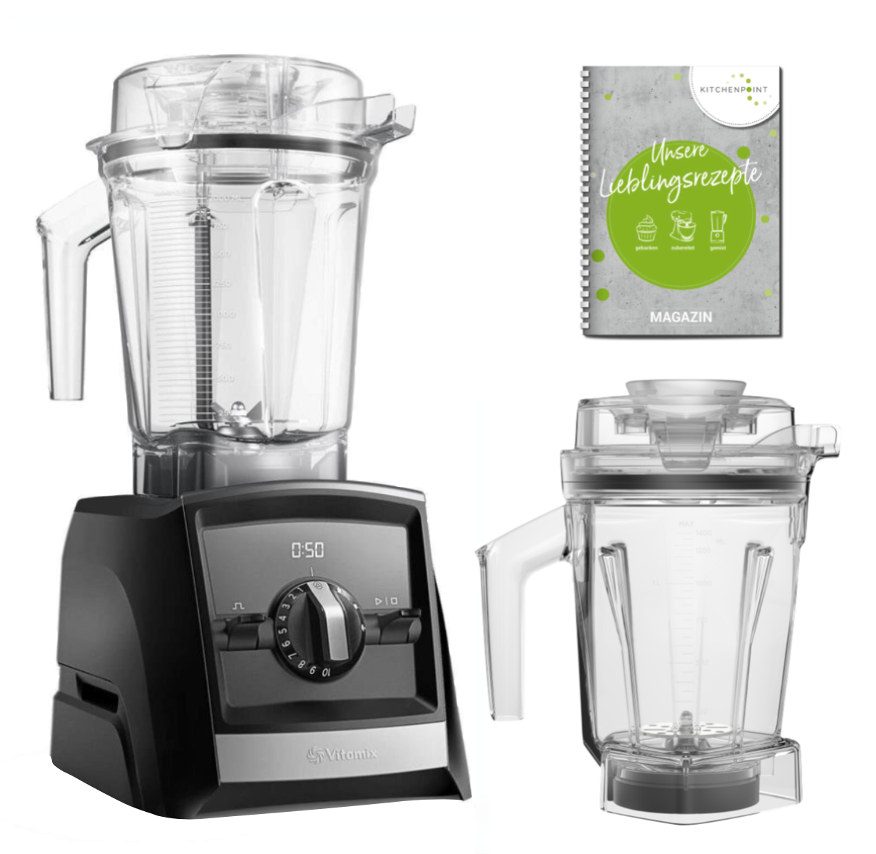 Vitamix ASCENT Mixer A2500i Aer Disc Behälter Set - Schwarz  Vitamix ASCENT Mixer A2500i Aer Disc Behälter Set - Schwarz