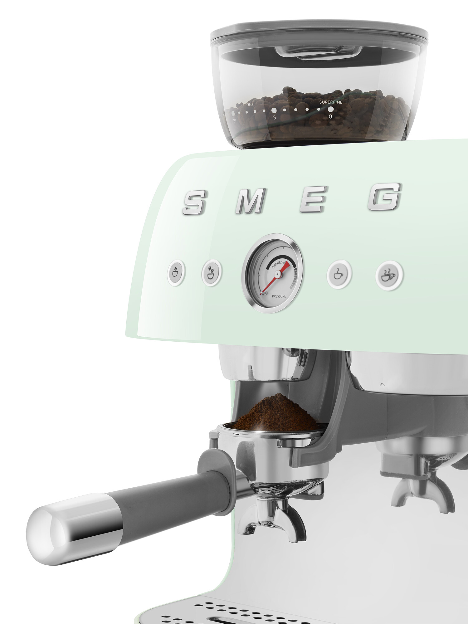 SMEG Espressomaschine mit integrierter Kaffeemühle Pastellgrün SMEG Espressomaschine mit integrierter Kaffeemühle Pastellgrün
