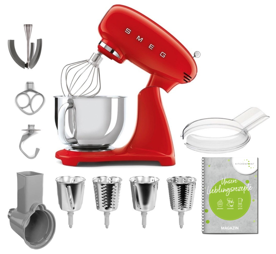 SMEG Küchenmaschine SMF03 Vollfarbe - Gemüse Set Rot SMEG Küchenmaschine SMF03 Vollfarbe - Gemüse Set Rot