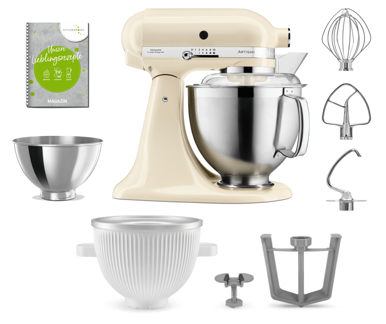 KitchenAid Küchenmaschine 185 Eis Set Creme KitchenAid Küchenmaschine 185 Eis Set Creme