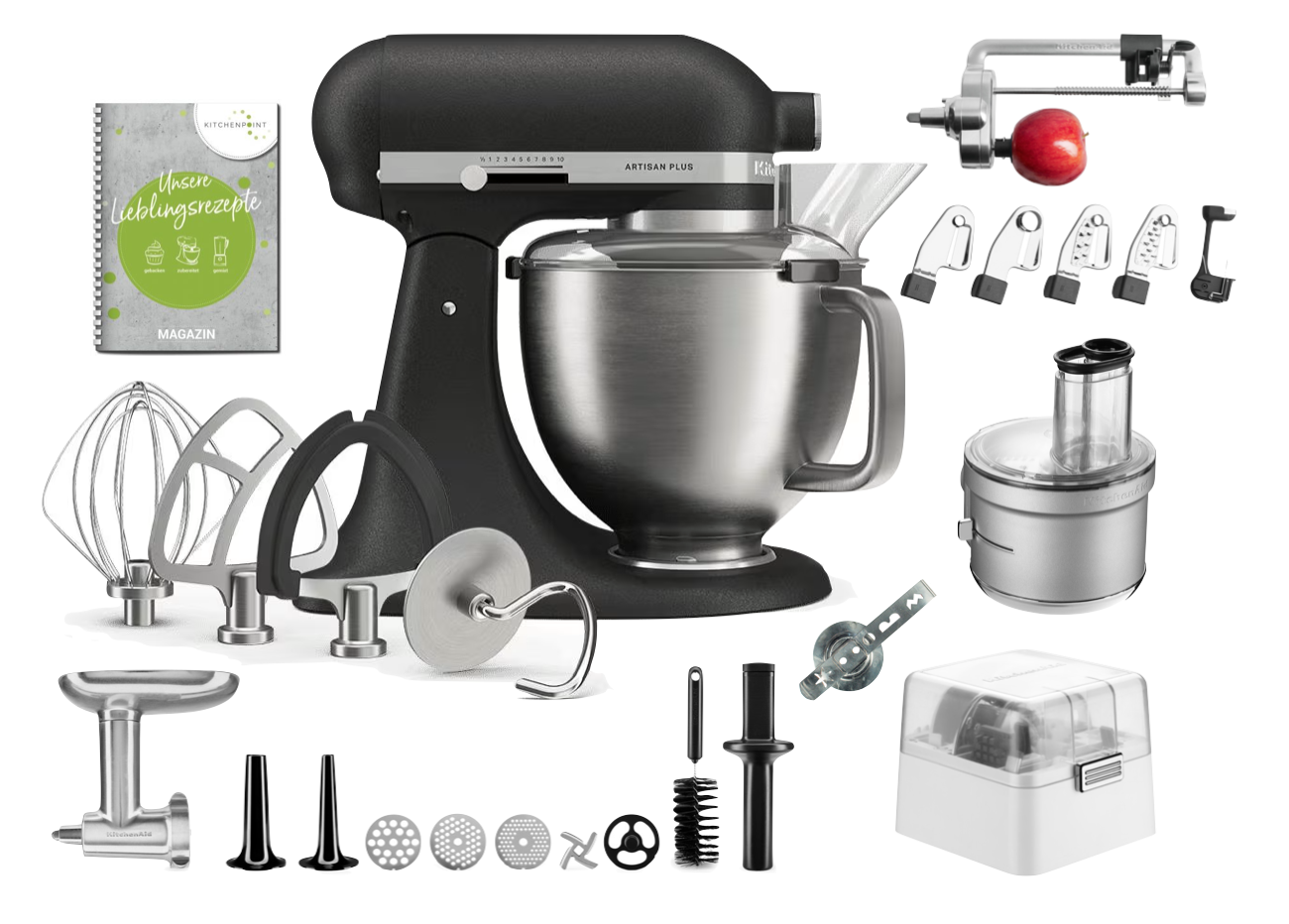 KitchenAid Küchenmaschine Artisan Plus 4,7L GUSSEISEN SCHWARZ - Gourmet Set