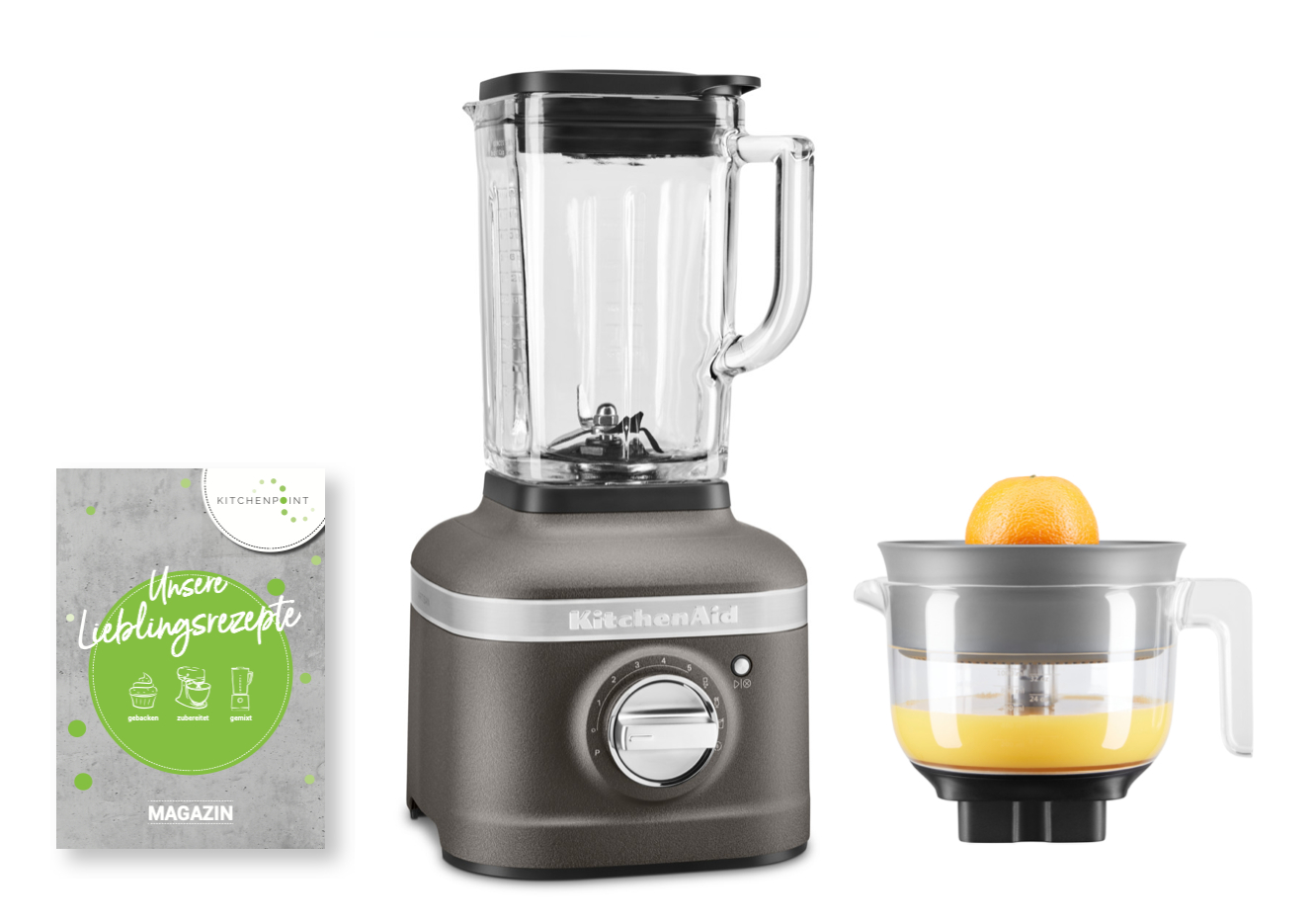 KitchenAid Blender K400 Zitruspressen Set Grau