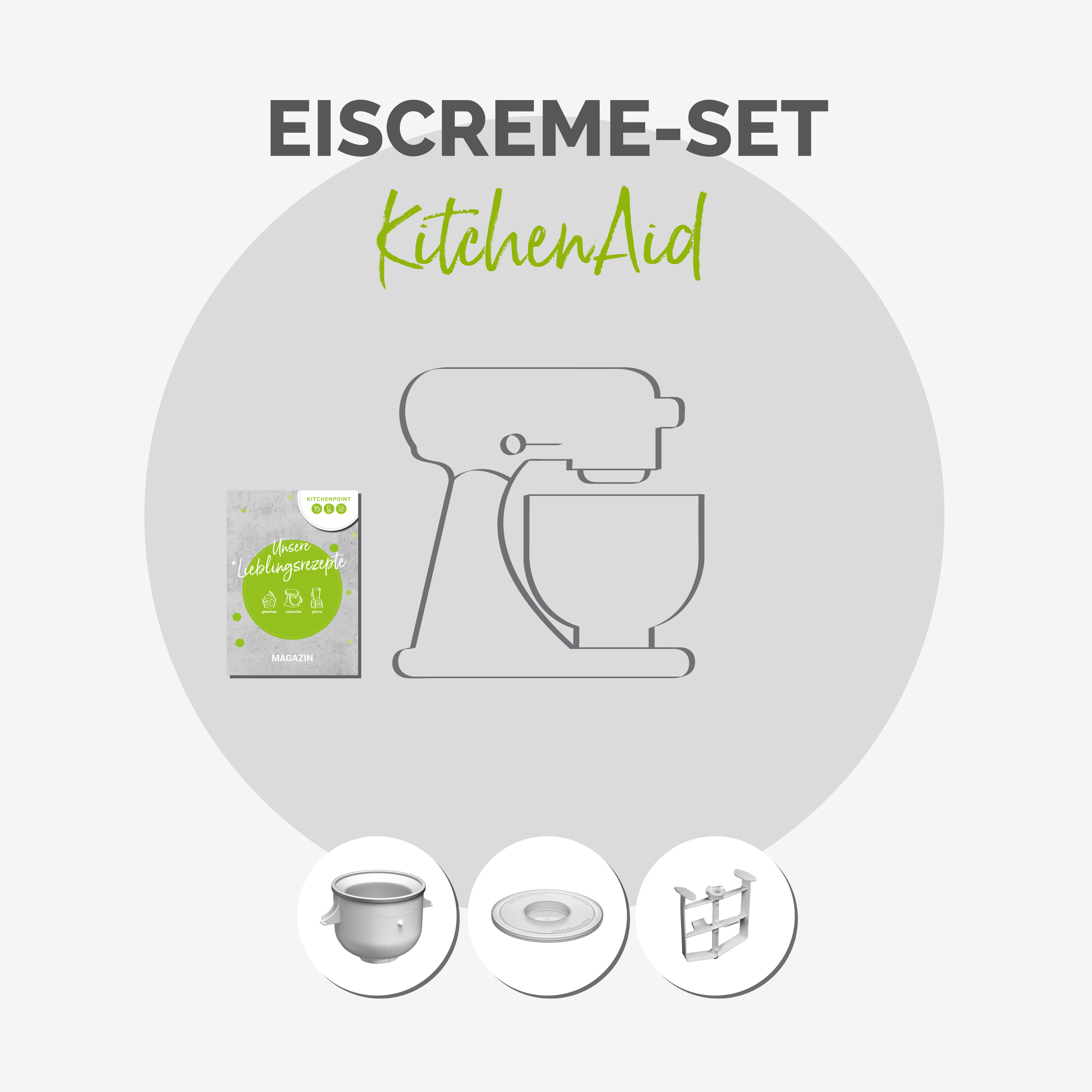 KitchenAid Küchenmaschine 185 Eis Set Medallion Silber KitchenAid Küchenmaschine 185 Eis Set Medallion Silber