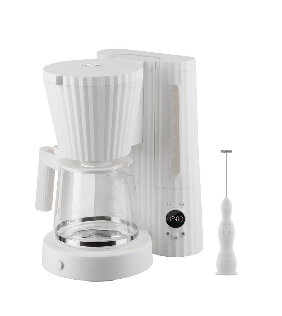 Alessi Plisse Kaffeemaschine - Milchquirl Set weiss