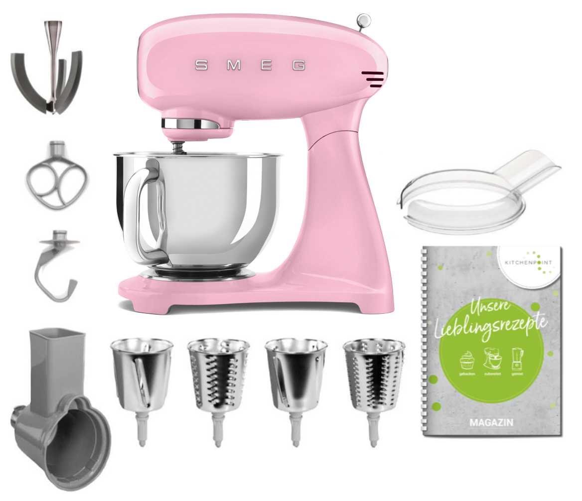 SMEG Küchenmaschine SMF03 Vollfarbe - Gemüse Set Cadillac Pink