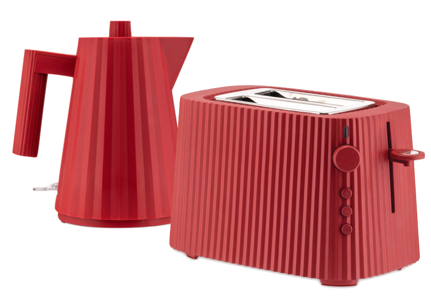 Alessi Plissé Wasserkocher - Toaster Set klein Rot Alessi Plissé Wasserkocher - Toaster Set klein Rot