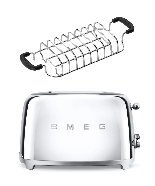 SMEG Toaster TSF01 mit Brötchenaufsatz Chrom