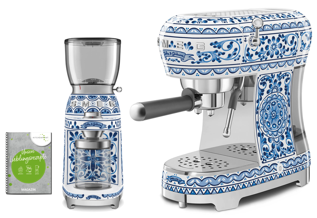 SMEG Espressomaschine Set Dolce & Gabbana Blu Mediterraneo