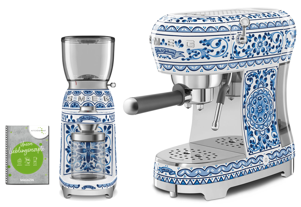 SMEG Espressomaschine Set Dolce & Gabbana Blu Mediterraneo SMEG Espressomaschine Set Dolce & Gabbana Blu Mediterraneo