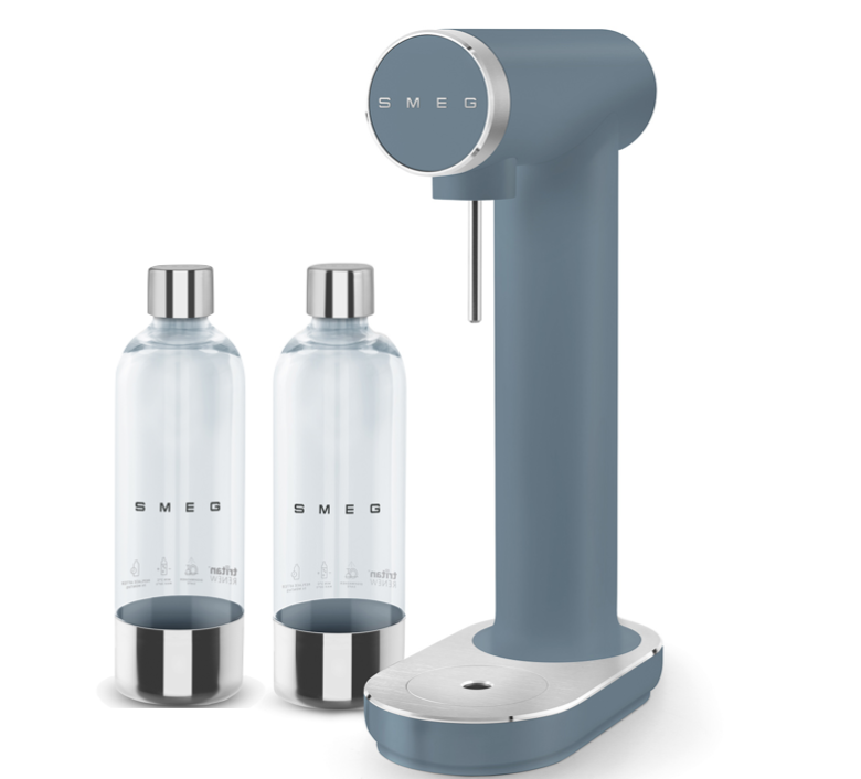 SMEG Wassersprudler Set mit Flasche - Storm Blue-Matt