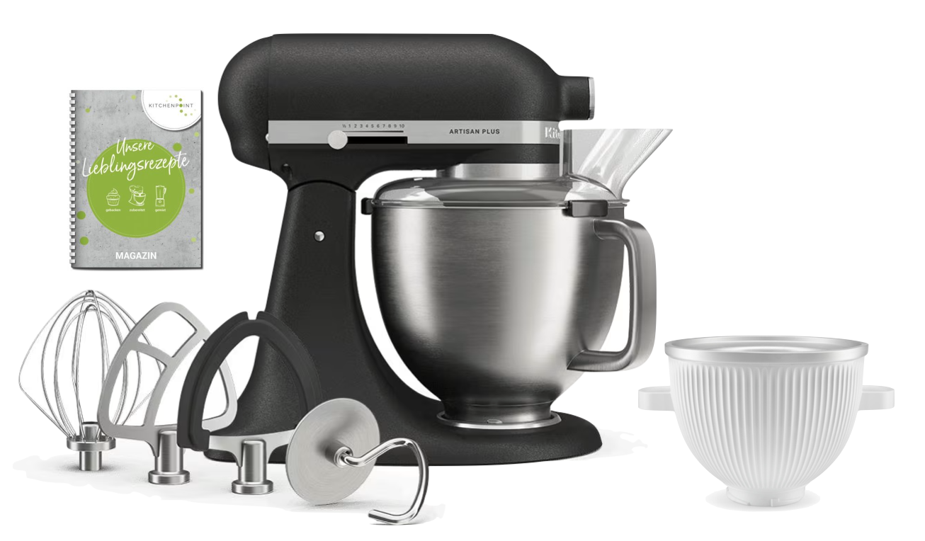 KitchenAid Küchenmaschine Artisan Plus 4,7L GUSSEISEN SCHWARZ - Eis Set