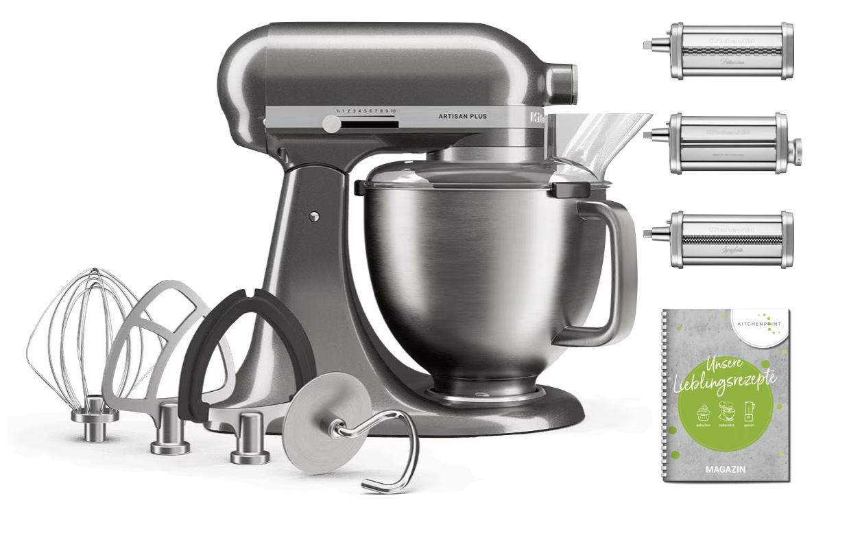 KitchenAid Küchenmaschine Artisan Plus 4,7L MEDAILLON SILBER - Pasta Set