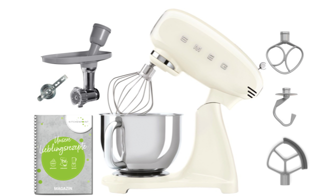 SMEG Küchenmaschine SMF05 Vollfarbe Creme - Back Set