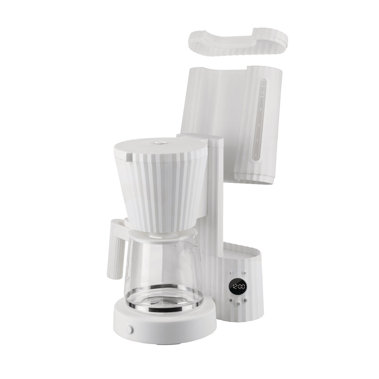 Alessi Plisse Kaffeemaschine - Milchaufschäumer Set weiss