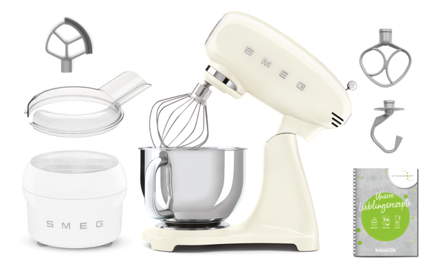 SMEG Küchenmaschine SMF05 Vollfarbe - Eis Set Creme