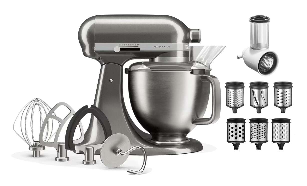 KitchenAid Küchenmaschine Artisan Plus 4,7L MEDAILLON SILBER - Gemüse Multi Set