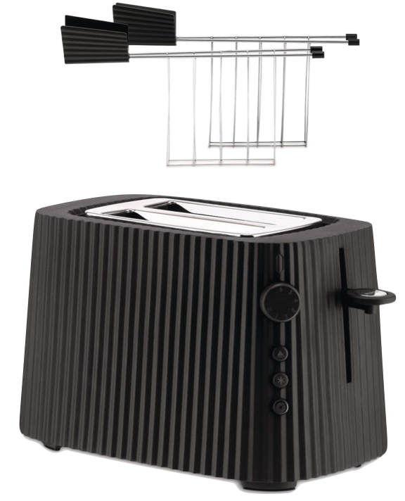 Alessi Plissé Toaster mit Zange - Set Schwarz Alessi Plissé Toaster mit Zange - Set Schwarz