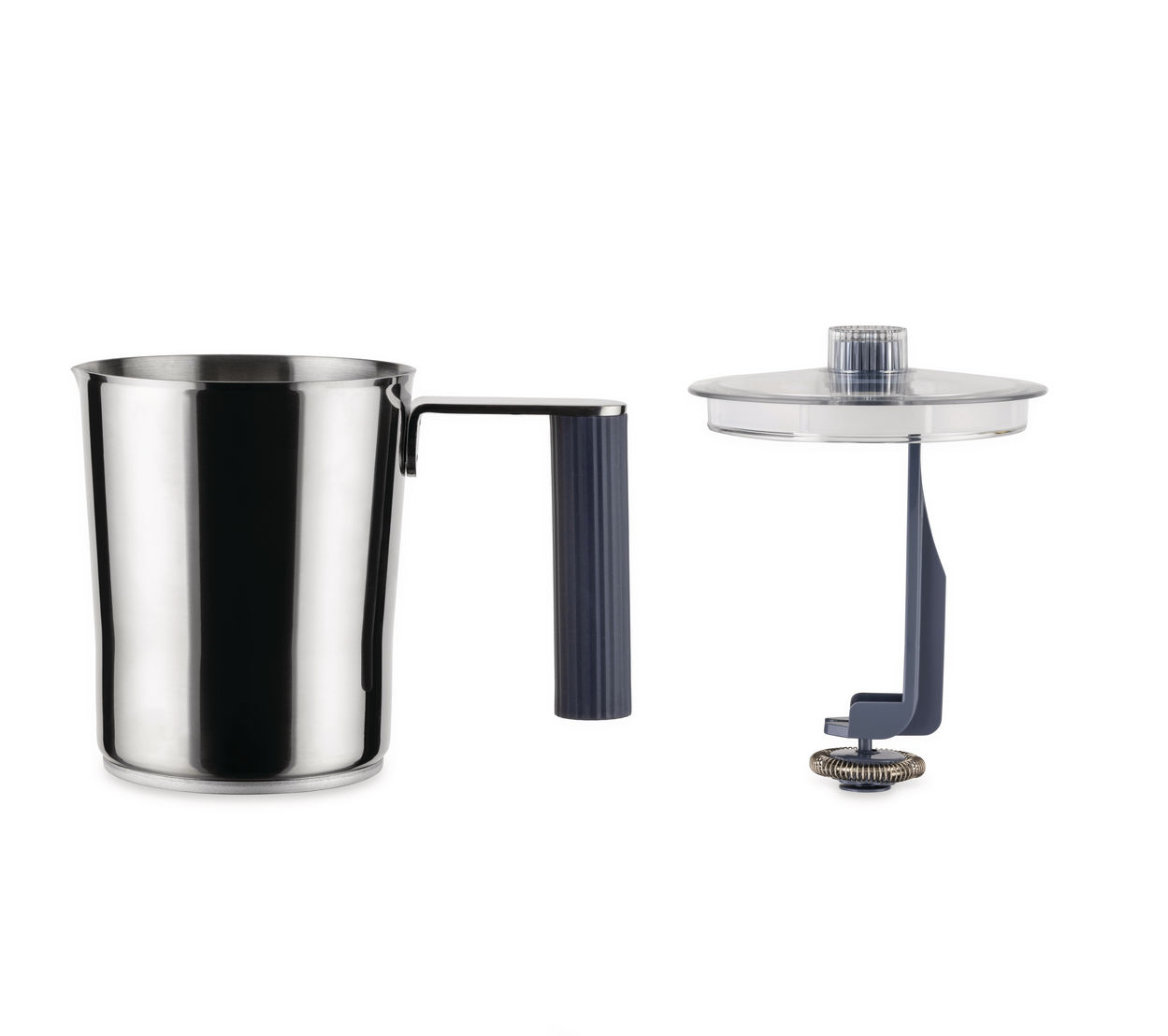 Alessi Plisse Kaffeemaschine - Milchaufschäumer Set Grau