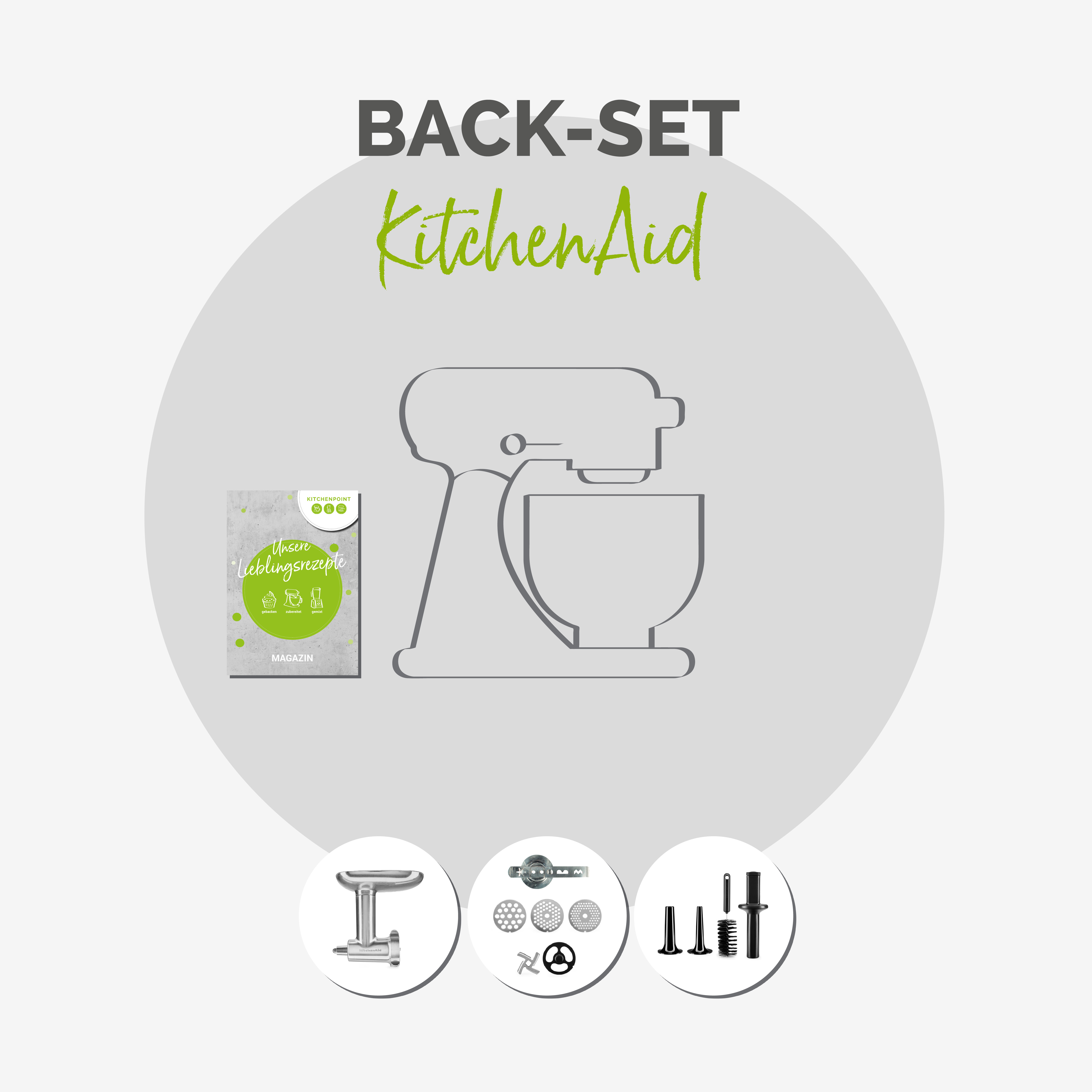KitchenAid Küchenmaschine 185 Back Set Medallion Silber KitchenAid Küchenmaschine 185 Back Set Medallion Silber