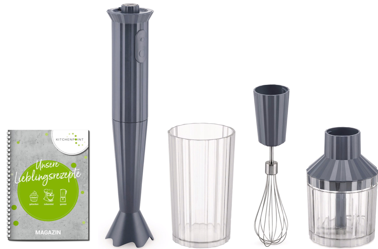 Alessi Plissé Stabmixer Set Grau