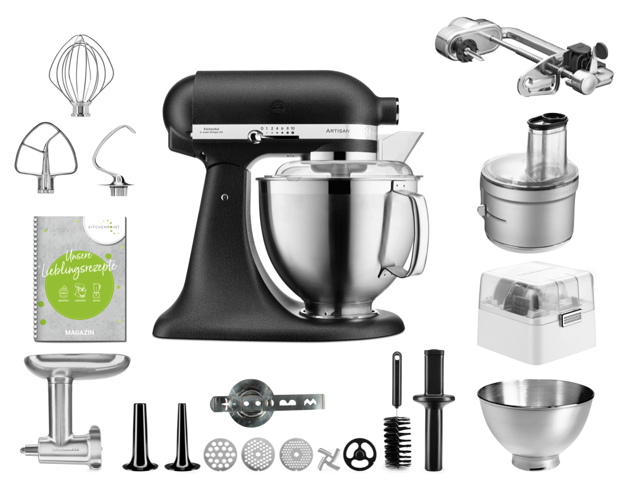 KitchenAid Küchenmaschine 185 Gourmet Set Imperial Schwarz KitchenAid Küchenmaschine 185 Gourmet Set Imperial Schwarz