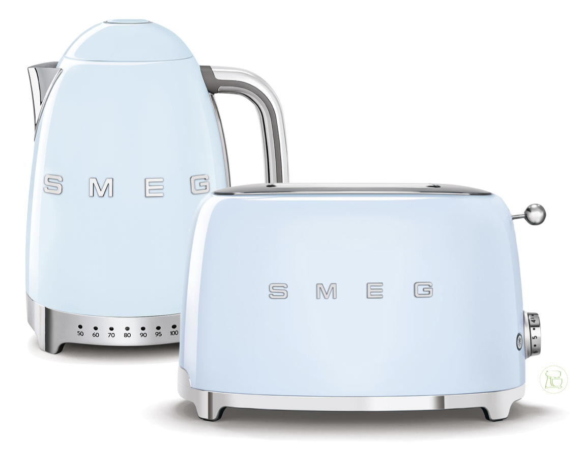 SMEG Wasserkocher  mit Temperaturregelung - Toaster Set Pastellblau